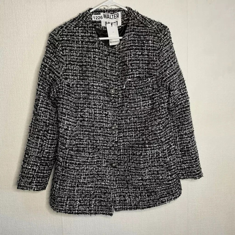 NWT Walter Baker Kennedy Boucle-Tweed Jacket 4 Buttons Blazer Women M China